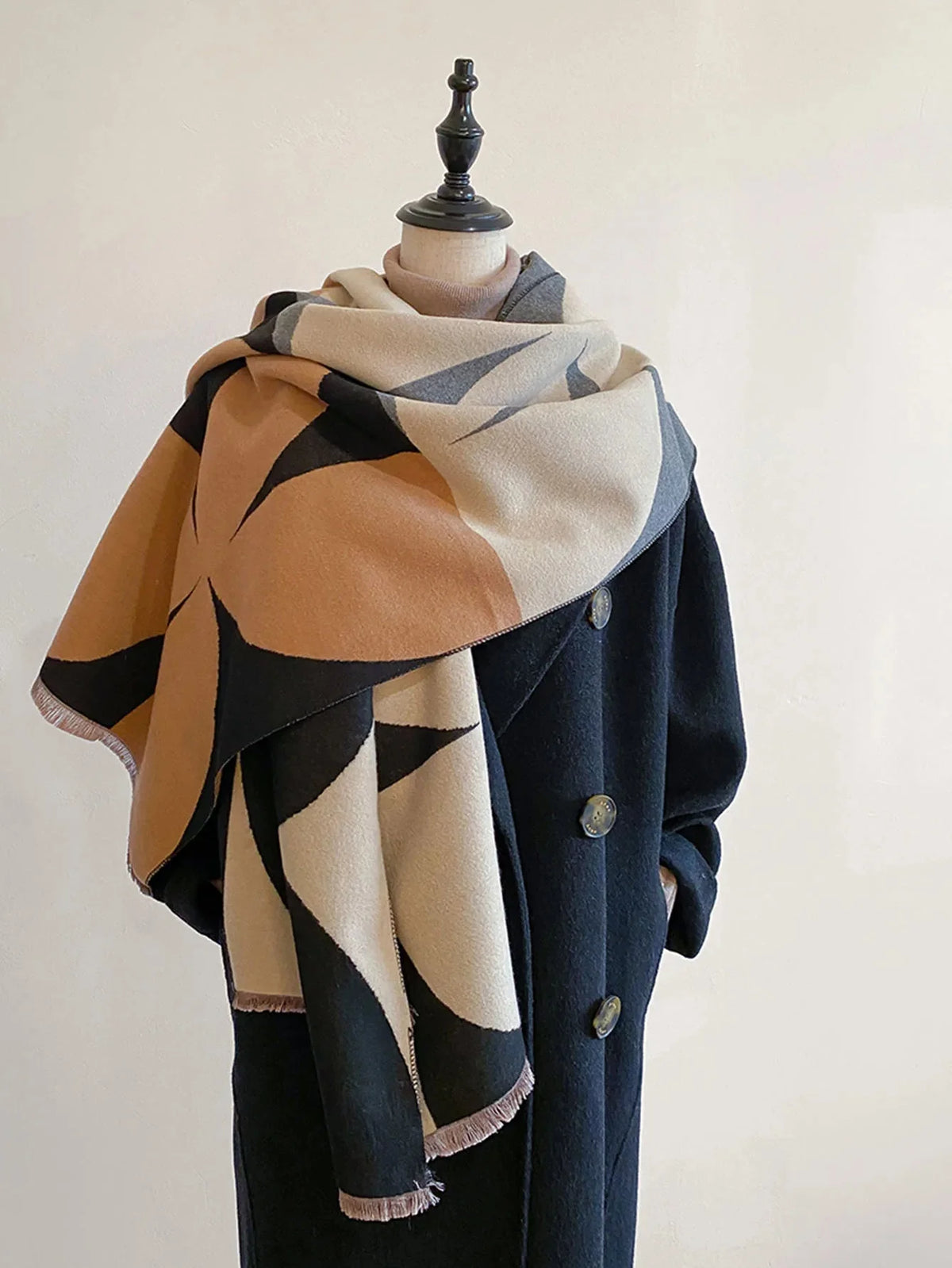 Scarf Reversible Cashmere Blend Lightweight Warmth