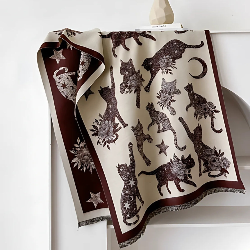 Scarf & Shawl Soft Microfiber Vintage Cat Print