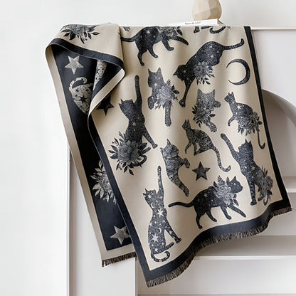 Scarf & Shawl Soft Microfiber Vintage Cat Print