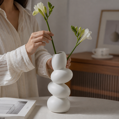 Sculptural Asymmetrical Oval Ceramic Tabletop Vase