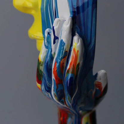 Sculpture Handcrafted Resin Colorful Abstract Face