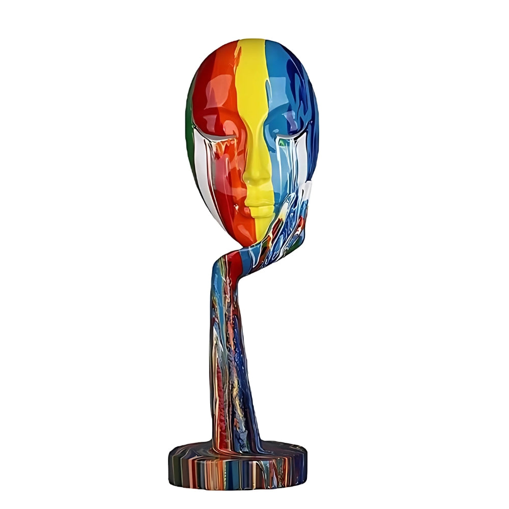 Sculpture Handcrafted Resin Colorful Abstract Face