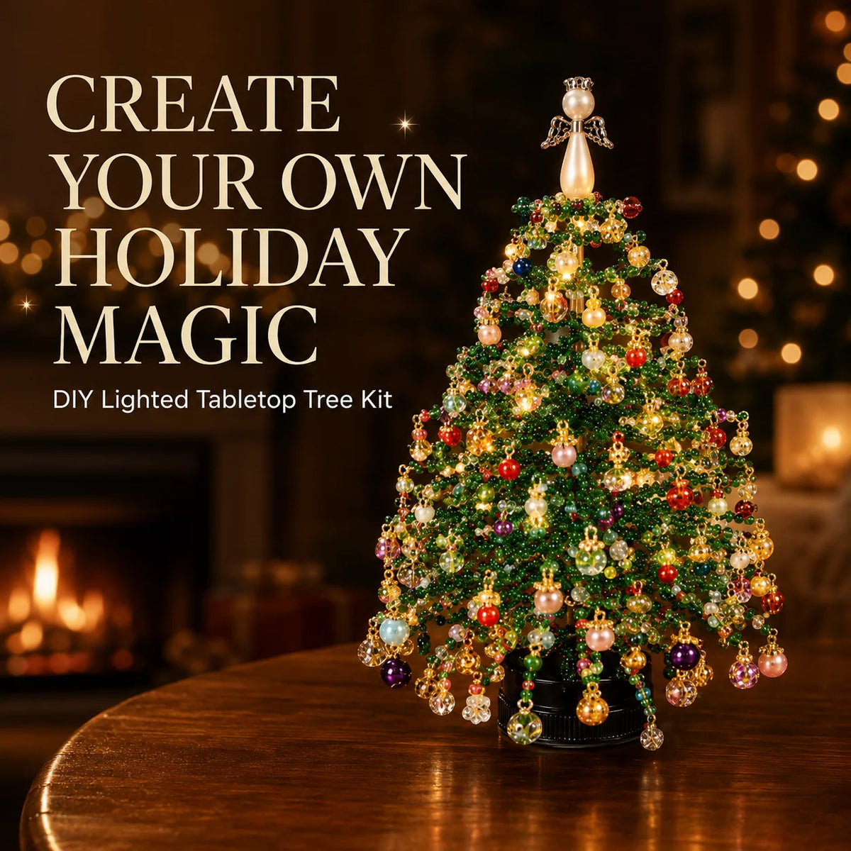 Seasonal Tree Craft Kit Beaded Tabletop Reusable