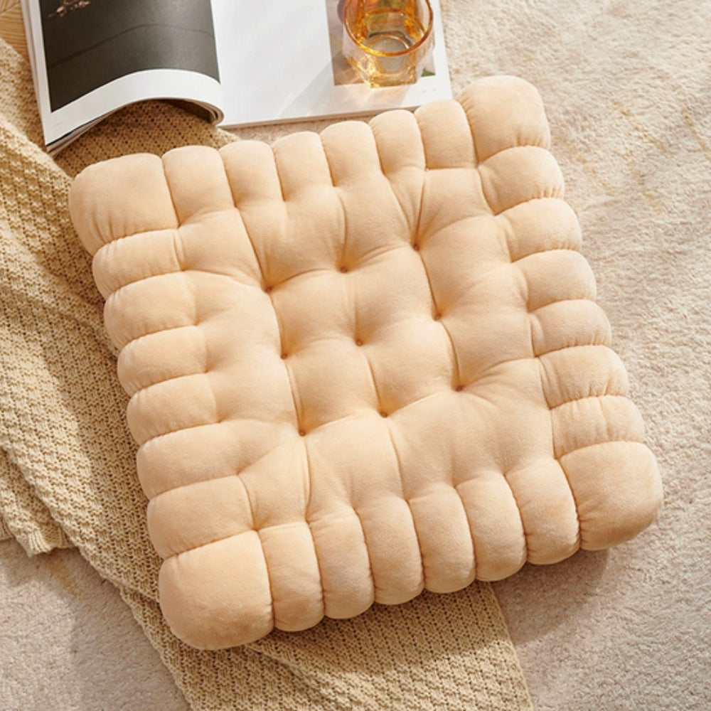 Seat & Back Cushion Plush Biscuit Shape Supportive Foam