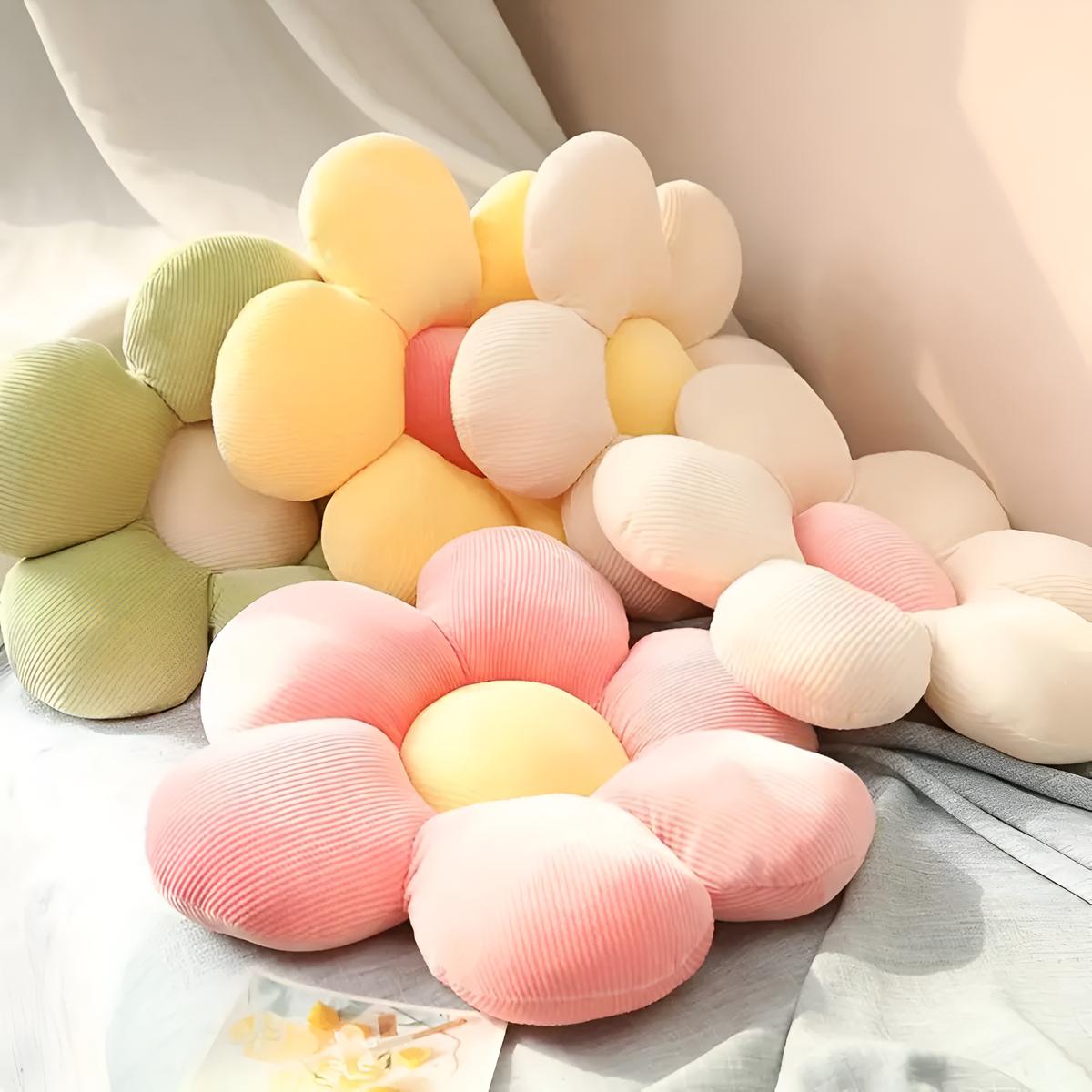 Seat Cushion Flower-Shaped Plush Easy Care