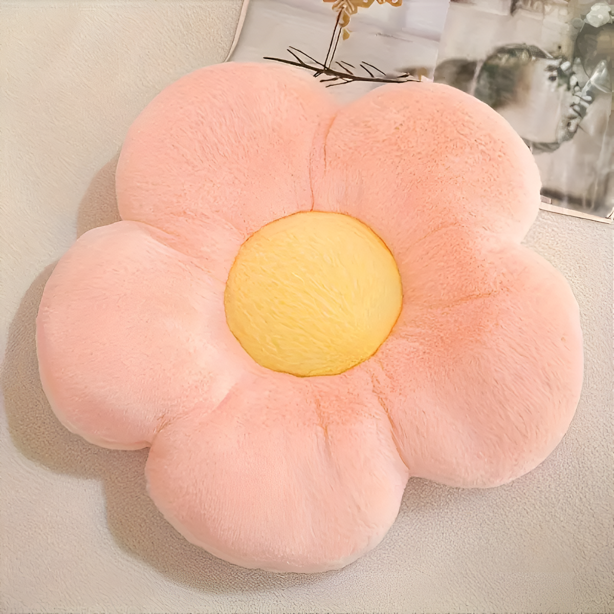 Seat Cushion Flower-Shaped Plush Easy Care