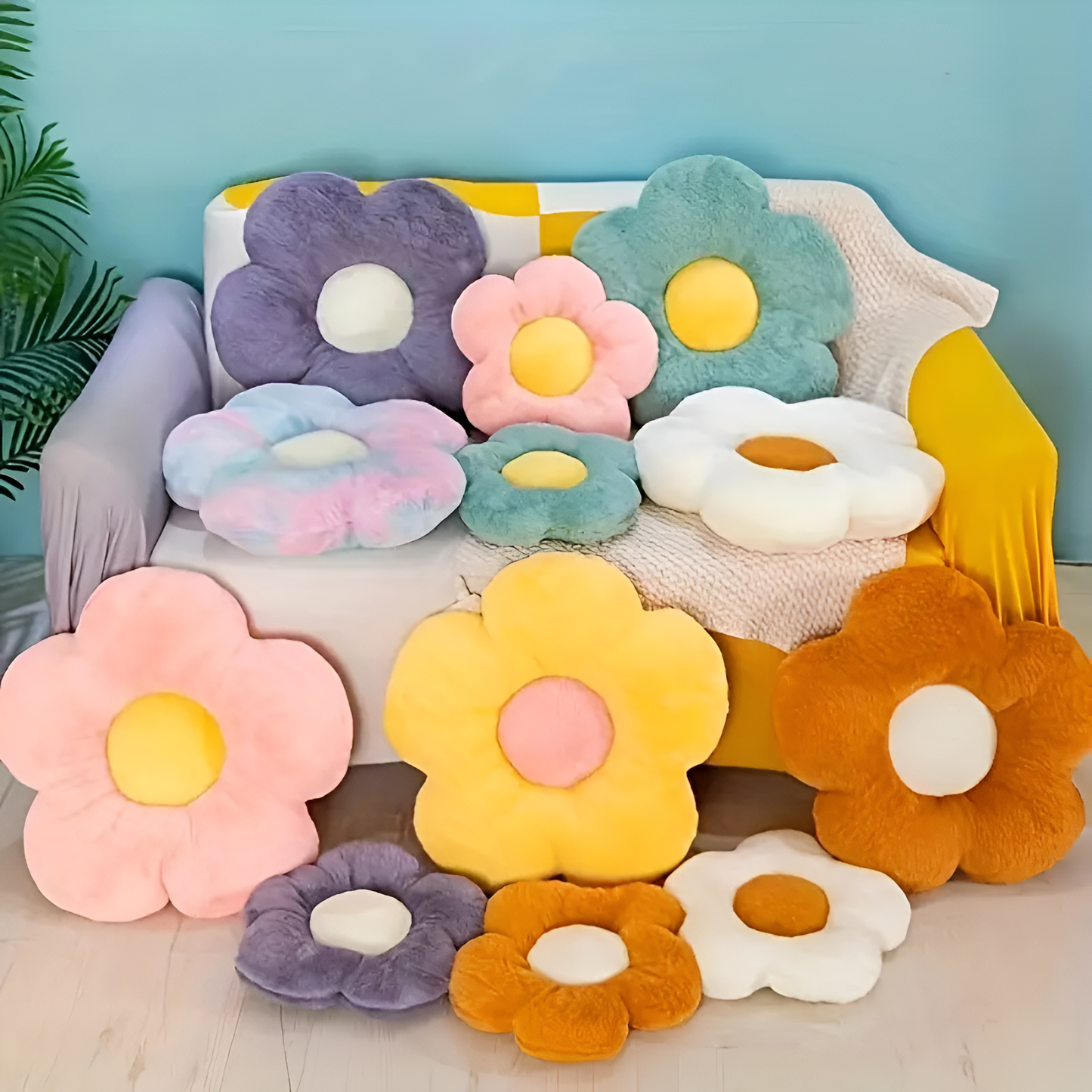 Seat Cushion Flower-Shaped Plush Easy Care