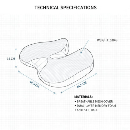Seat Cushion Memory Foam Non-Slip Washable Cover