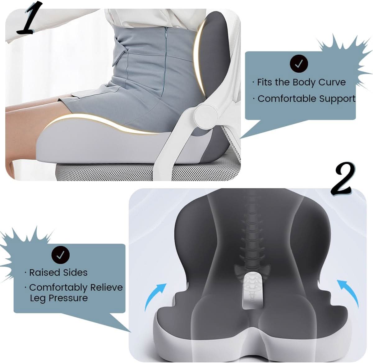 Seat Cushion Memory Foam Removable Machine-Washable Cover