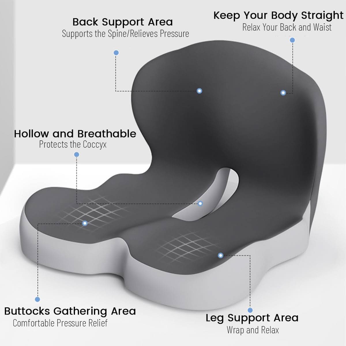 Seat Cushion Memory Foam Removable Washable Cover for Comfortable Seating