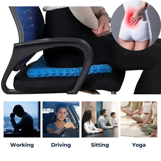 Seat Cushion Orthopedic Memory Foam Cooling Gel Non-Slip