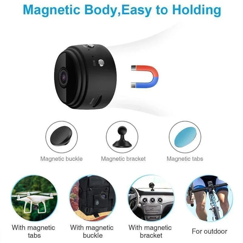 Security Camera 1080p Wide-Angle Magnetic Mount Night Vision
