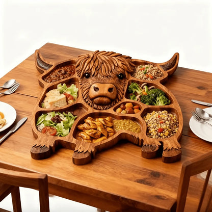 Serving Board Solid Wood Cow Motif