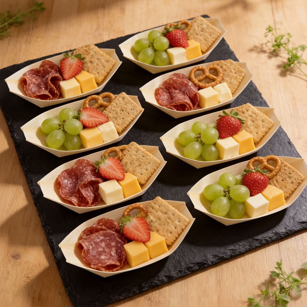 Serving Boat Natural Wood Fruit-Inspired Disposable