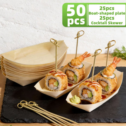 Serving Boat Natural Wood Fruit-Inspired Disposable