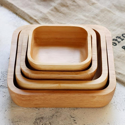 Serving Bowl Natural Rubber Wood Polished Finish