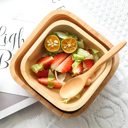 Serving Bowl Natural Rubber Wood Polished Finish