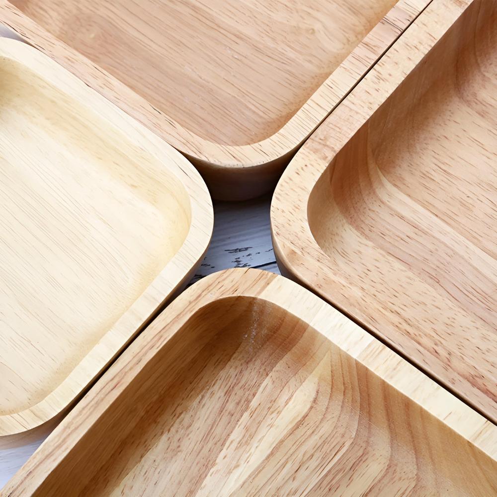 Serving Bowl Natural Rubber Wood Polished Finish