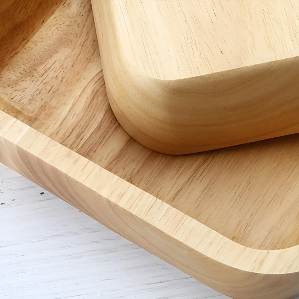 Serving Bowl Natural Rubber Wood Polished Finish