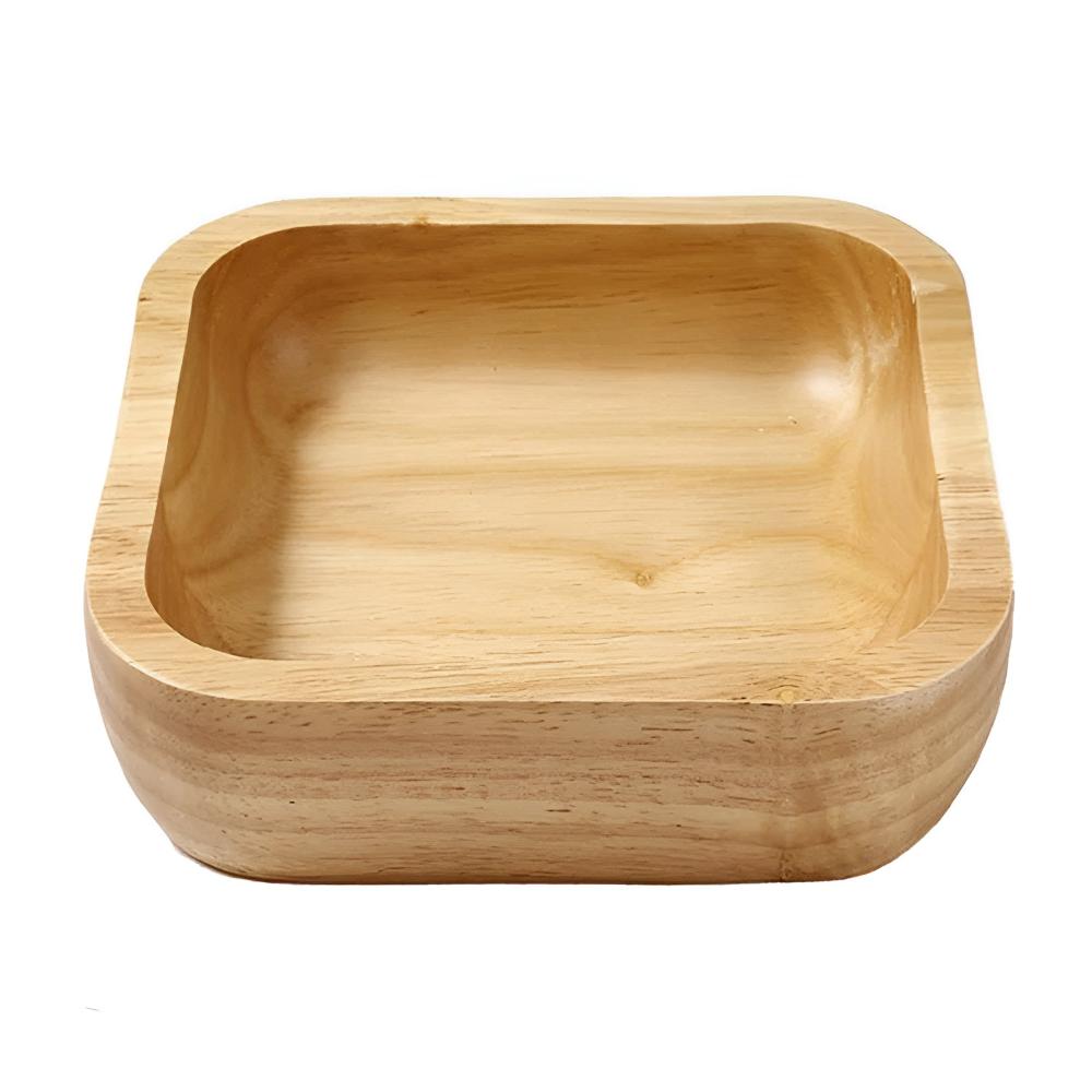 Serving Bowl Natural Rubber Wood Polished Finish