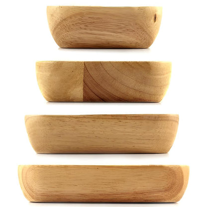 Serving Bowl Natural Rubber Wood Polished Finish