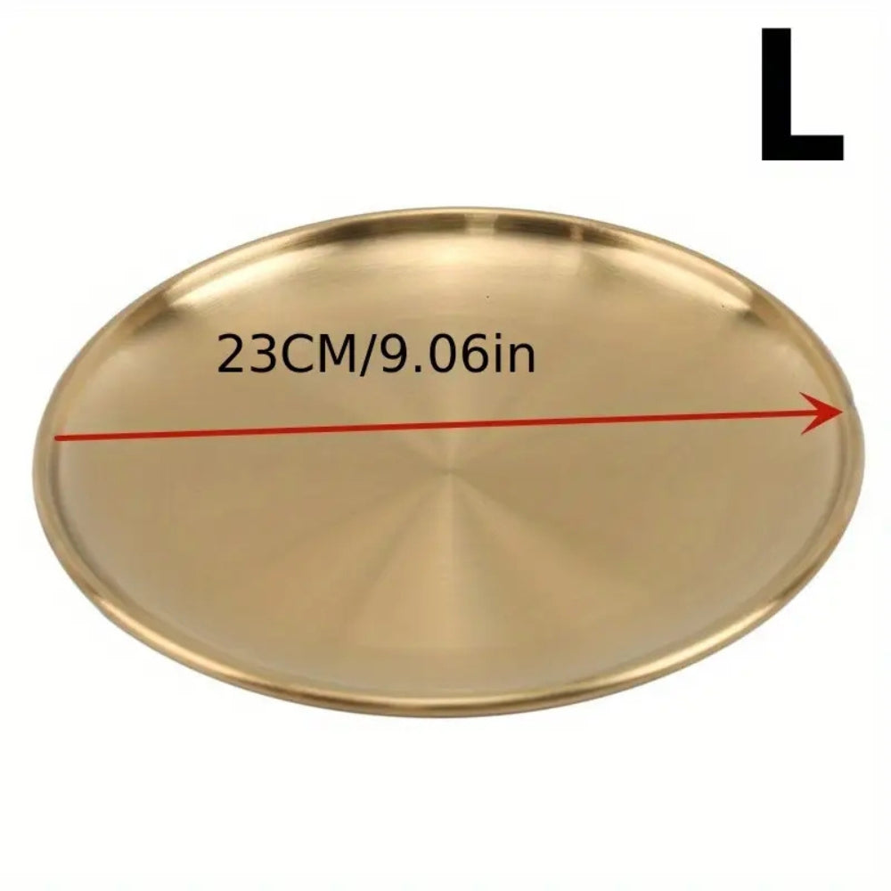 Serving Plate Gold-Tone Stainless Steel Rust-Resistant