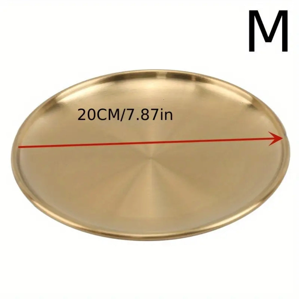 Serving Plate Gold-Tone Stainless Steel Rust-Resistant