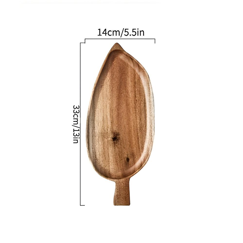 Serving Plate Leaf-Shaped Natural Wood