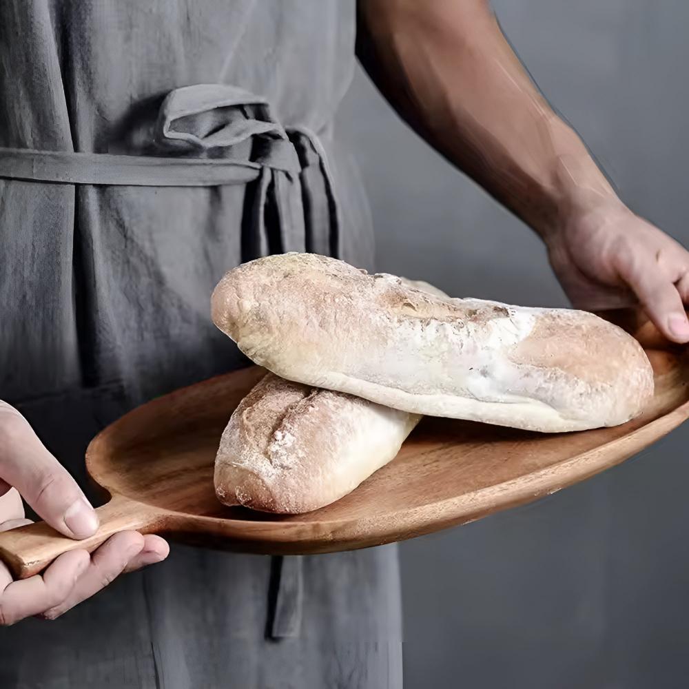 Serving Plate Leaf-Shaped Natural Wood