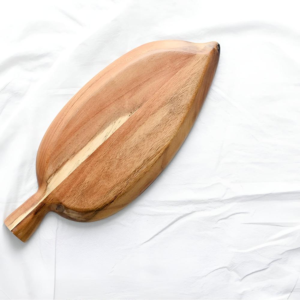 Serving Plate Leaf-Shaped Natural Wood
