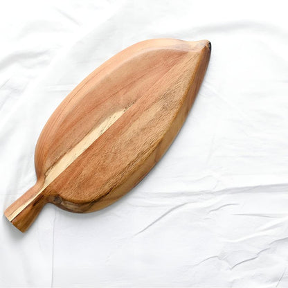Serving Plate Leaf-Shaped Natural Wood
