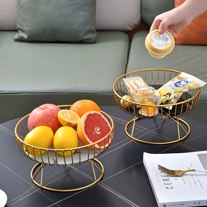 Serving Tray Ceramic Marble Pattern & Gold Handles