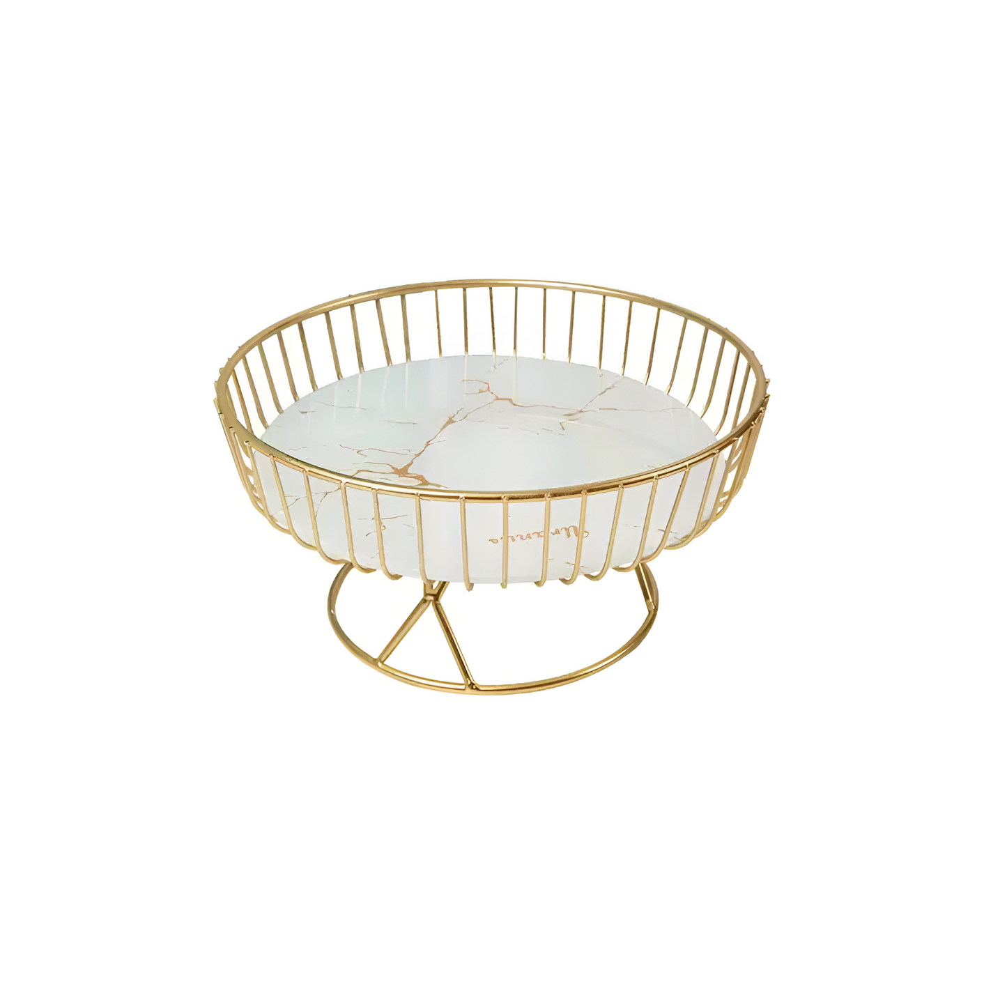Serving Tray Ceramic Marble Pattern & Gold Handles