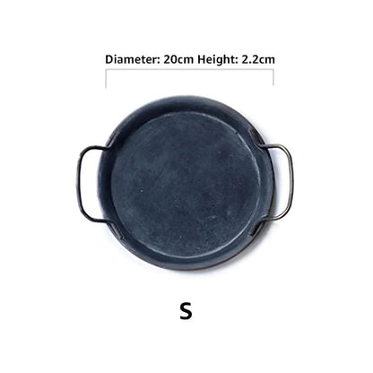 Serving Tray Distressed Iron Polished Pattern Anti-Slip