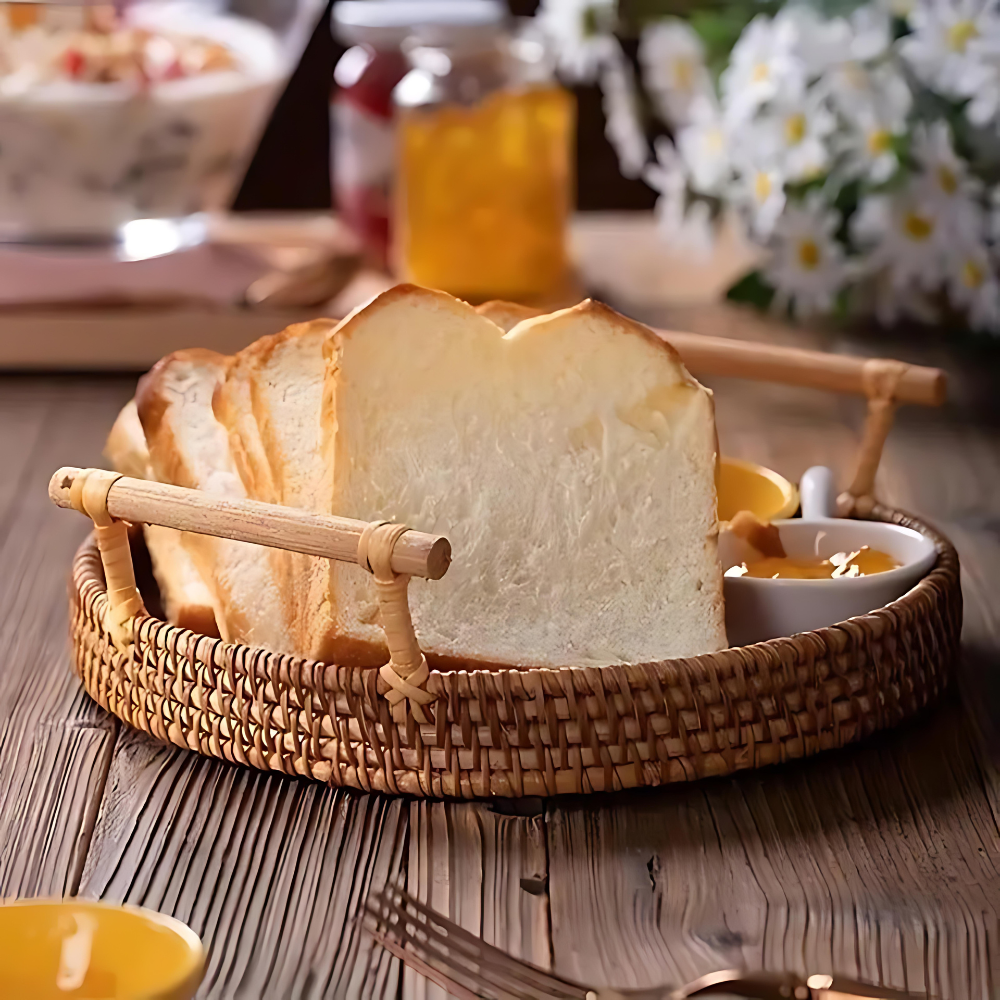 Serving Tray Handcrafted Rattan Sturdy Handles