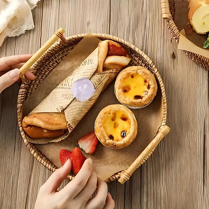 Serving Tray Handcrafted Rattan Sturdy Handles