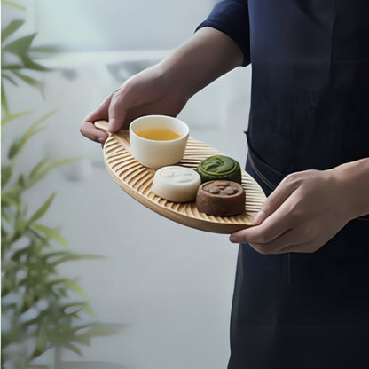 Serving Tray Handcrafted Walnut Leaf-Shaped