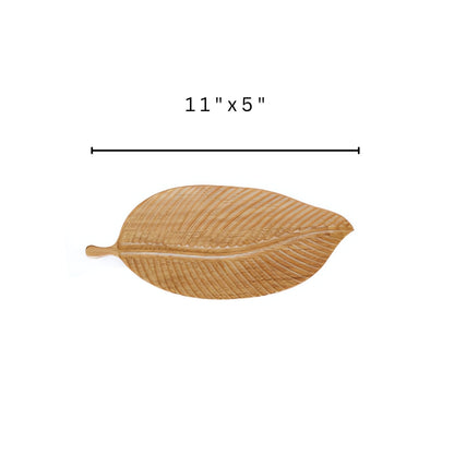 Serving Tray Handcrafted Walnut Leaf-Shaped