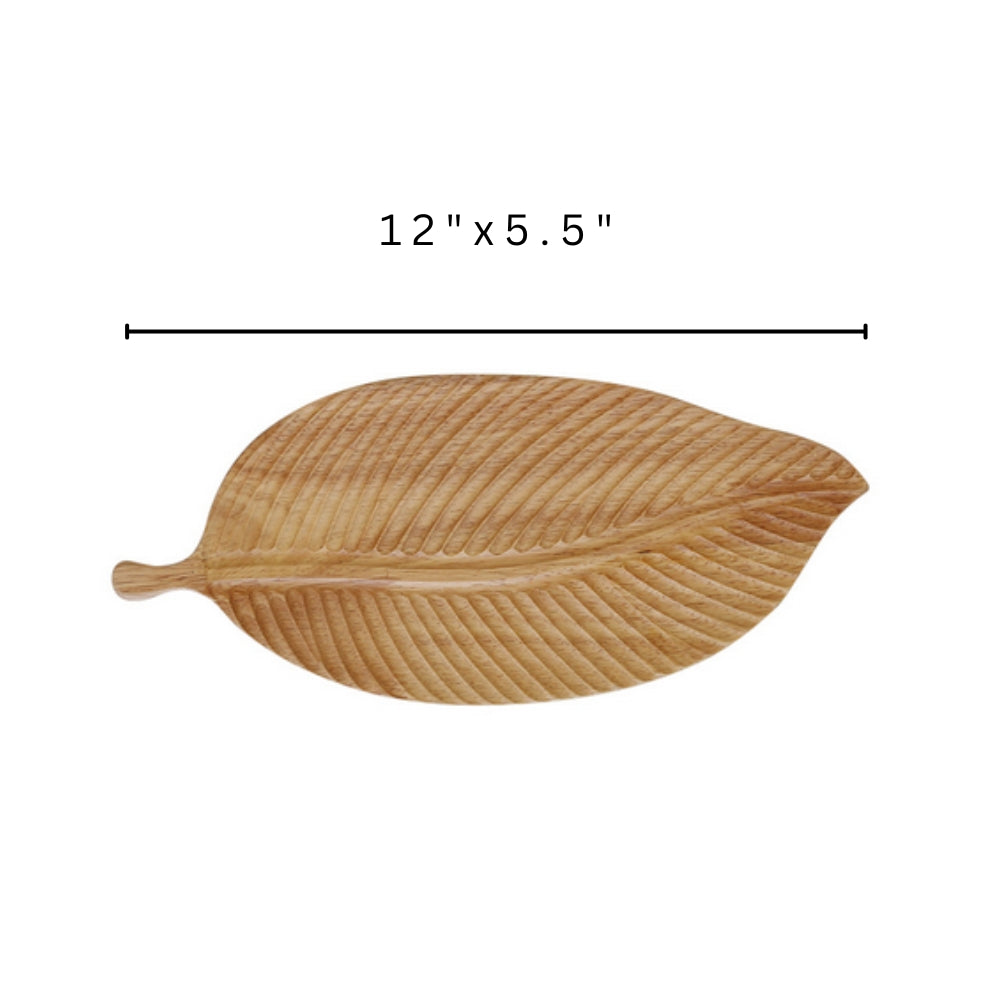 Serving Tray Handcrafted Walnut Leaf-Shaped