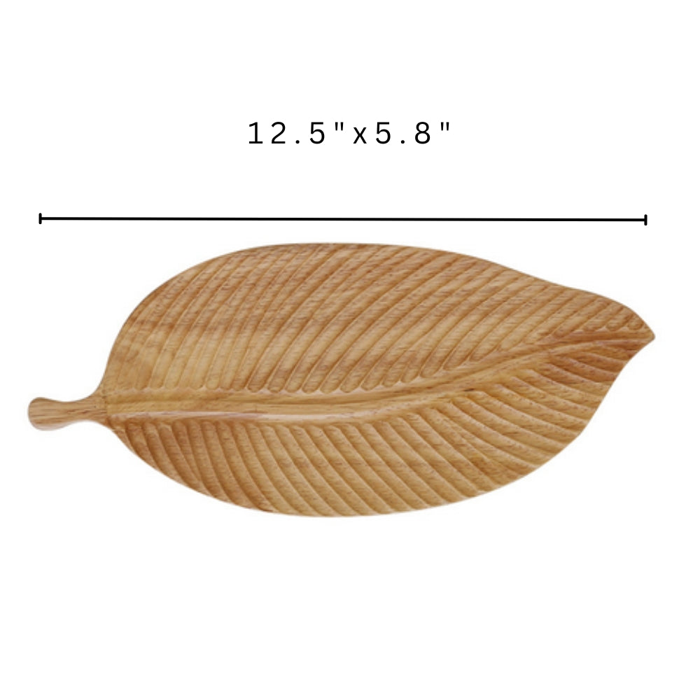 Serving Tray Handcrafted Walnut Leaf-Shaped