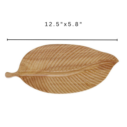 Serving Tray Handcrafted Walnut Leaf-Shaped