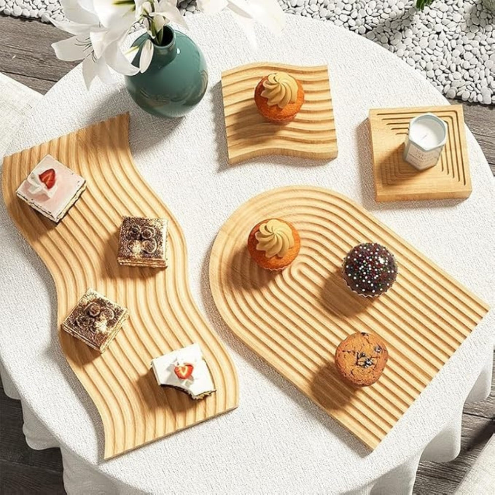Serving Tray Organic Wood With Crumb Groove
