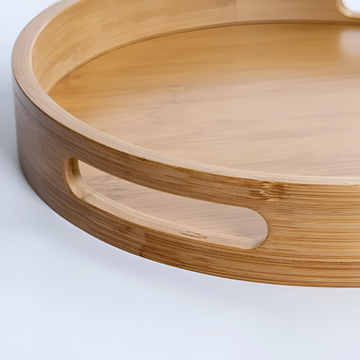 Serving Tray Round Bamboo Sturdy Handles