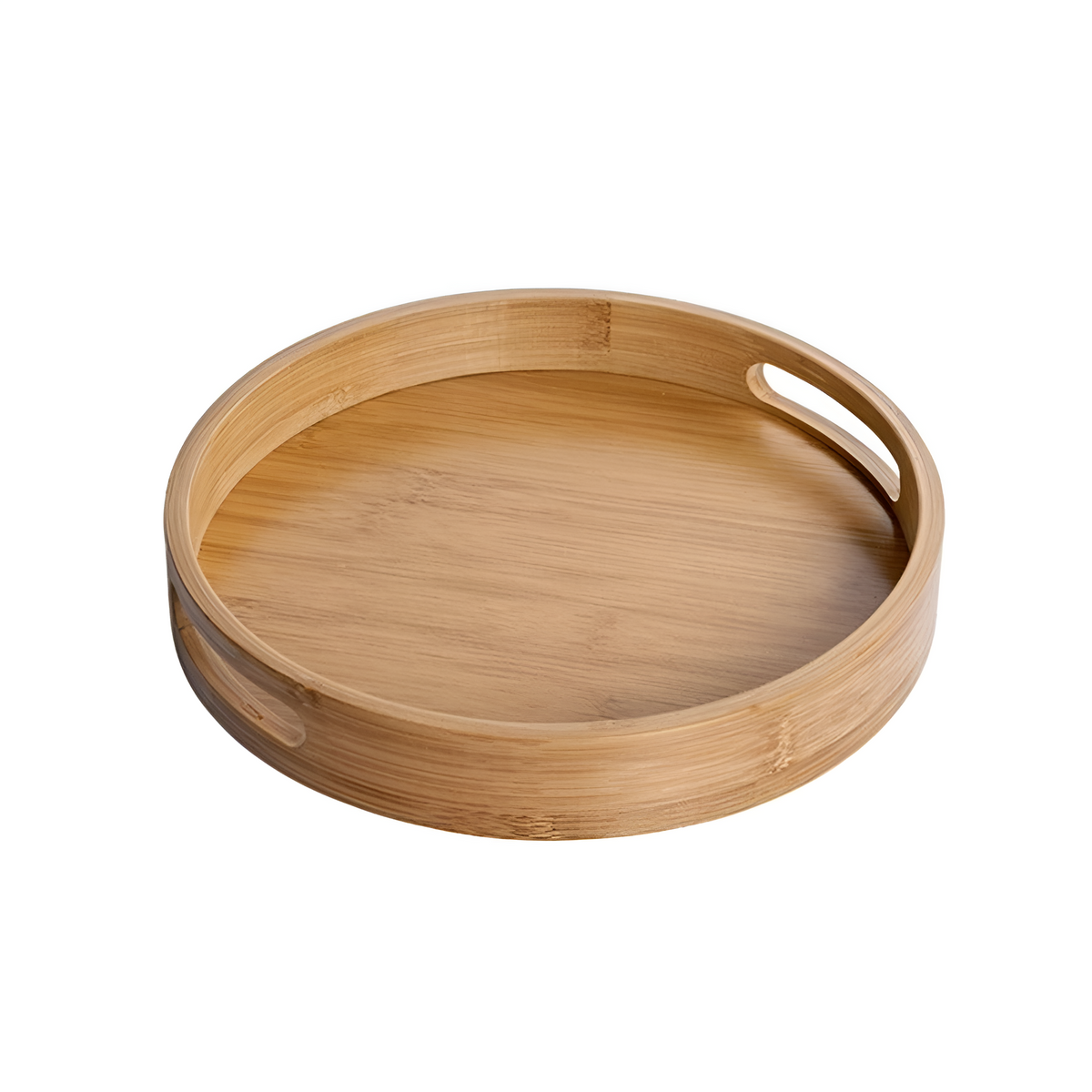 Serving Tray Round Bamboo Sturdy Handles