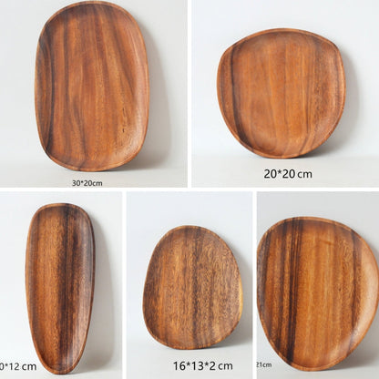Serving Tray Set Oval Acacia Wood 5-Piece