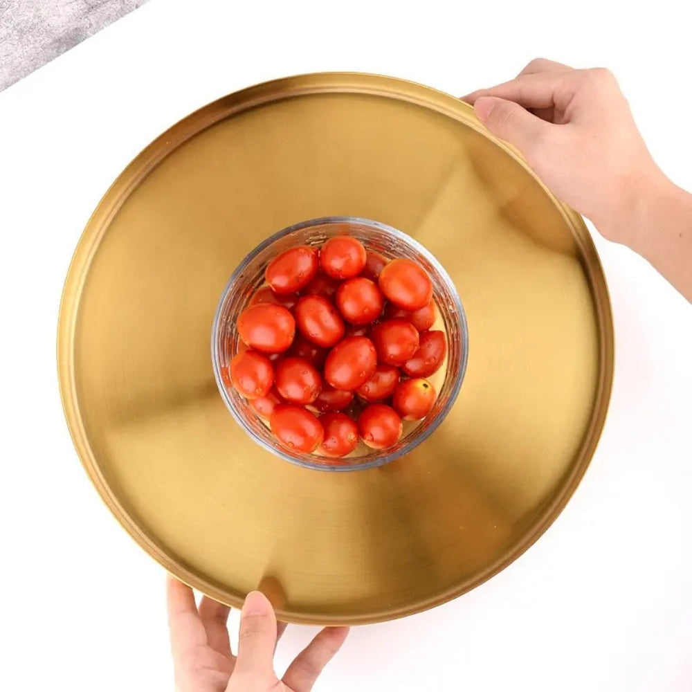 Serving Tray Stainless Steel Gold-Plated Finish