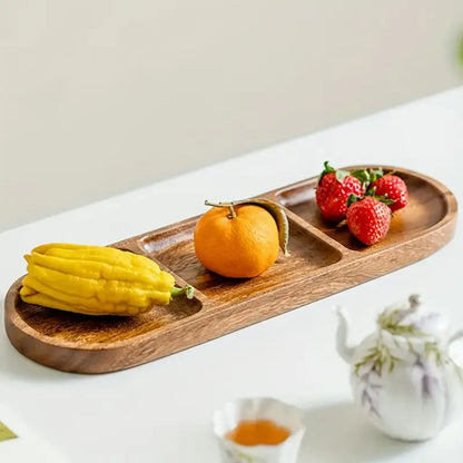 Serving Tray Three Compartment Natural Wood & Food-Safe Finish