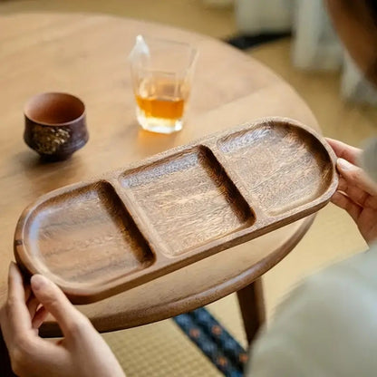 Serving Tray Three Compartment Natural Wood & Food-Safe Finish