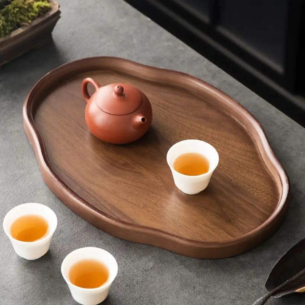 Serving Tray Vintage-Style Irregular Shape Bamboo & Recycled Wood
