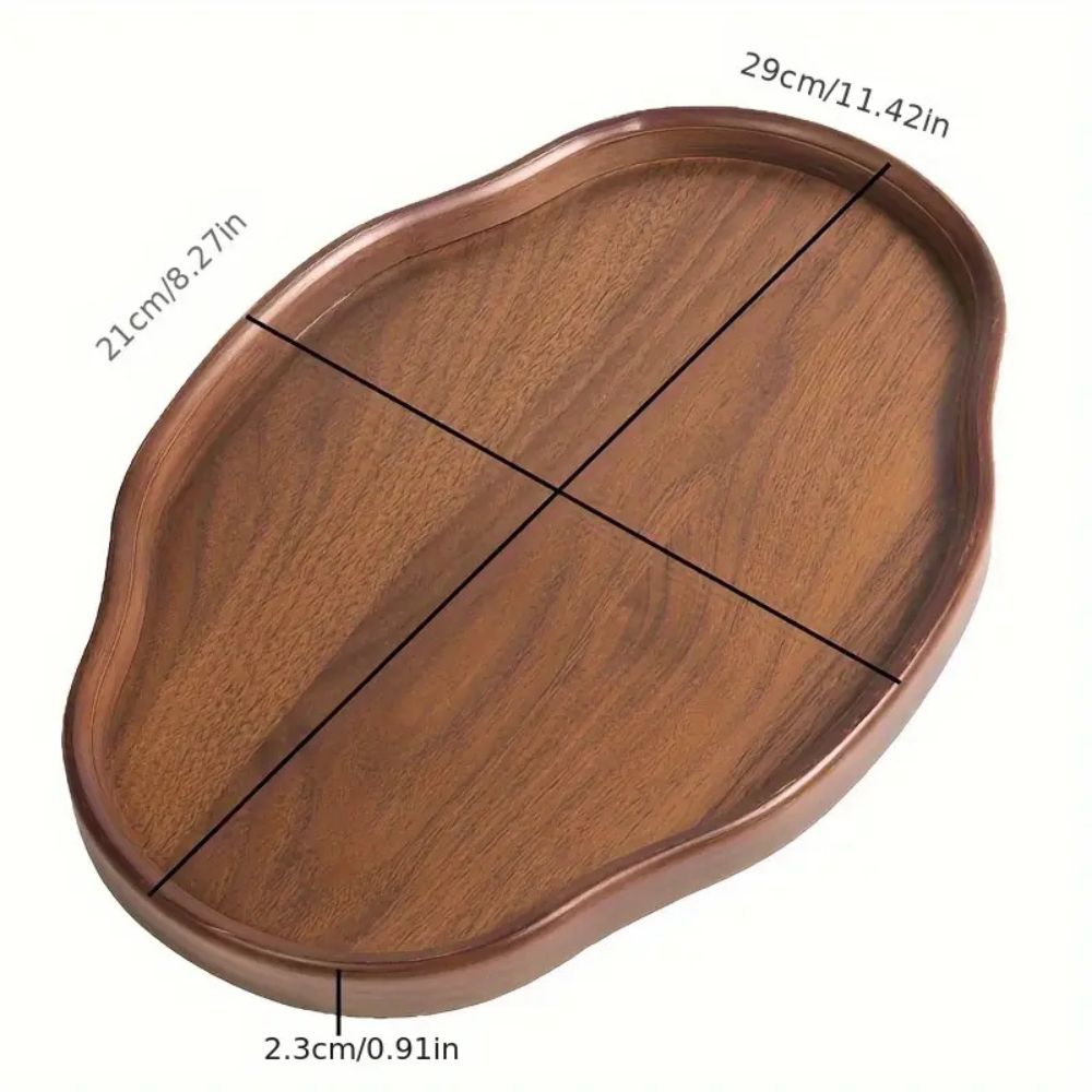 Serving Tray Vintage-Style Irregular Shape Bamboo & Recycled Wood